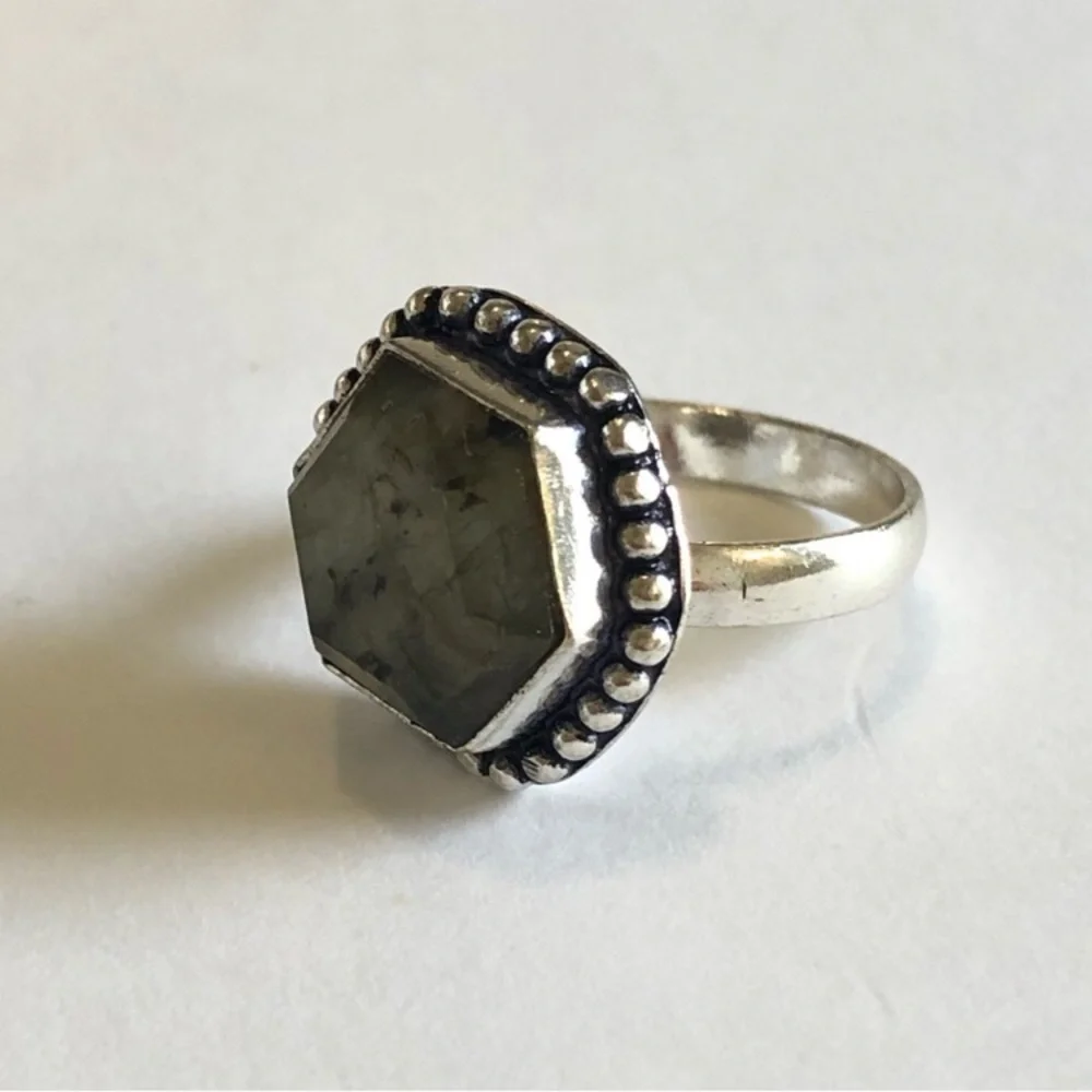 Labradorite Silver Plated Ring